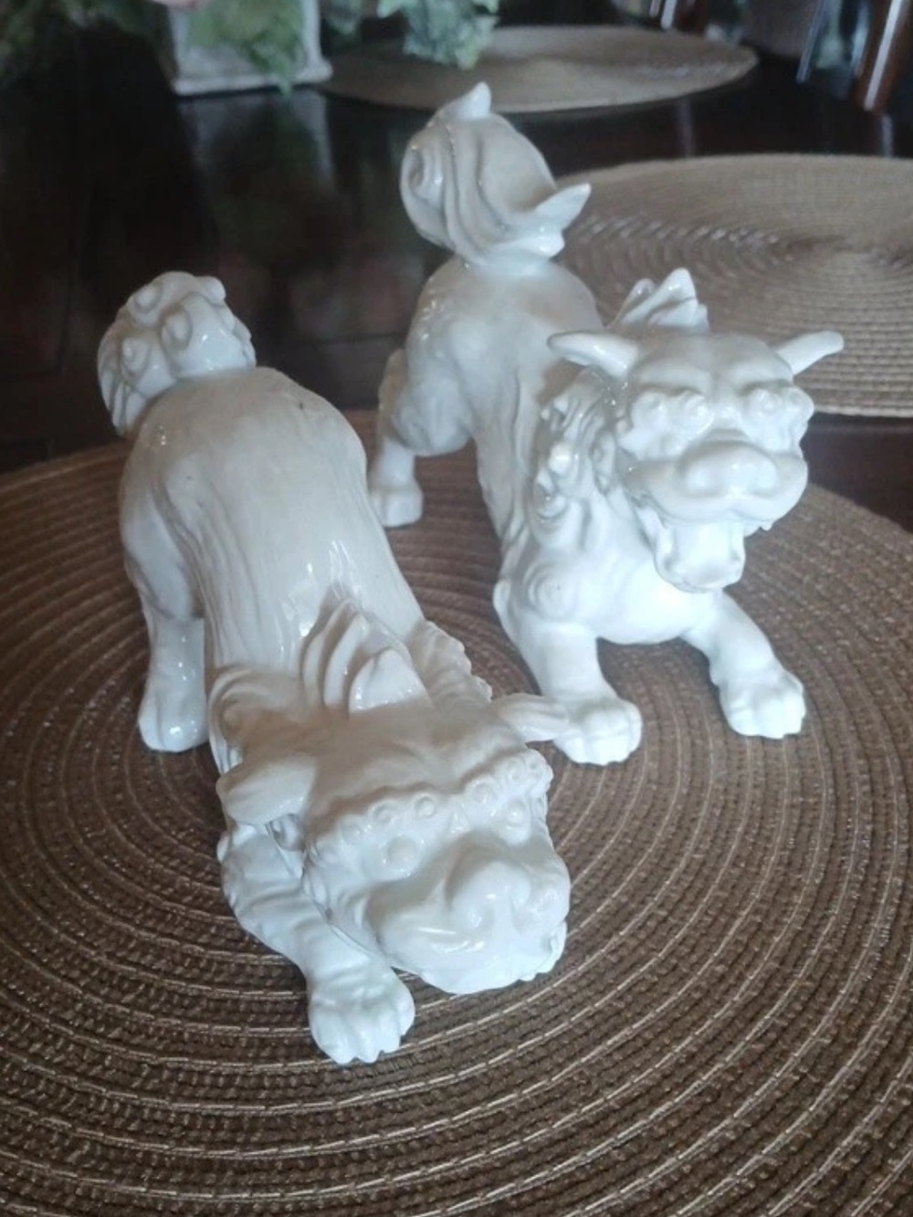 Fitz and Floyd Blanc de Chine Foo Dogs.